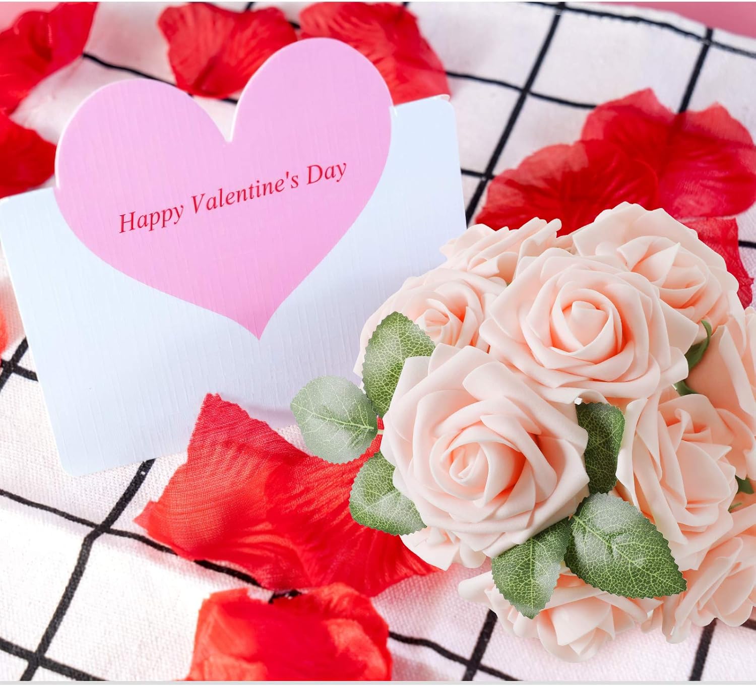 AmyHomie Artificial Flower Blush Pink Rose 25pcs Real Looking Fake Roses w/Stem for DIY Wedding Bouquets Centerpieces Arrangements Party Baby Shower Valentines Day Christmas Tree Decorations - Image 6