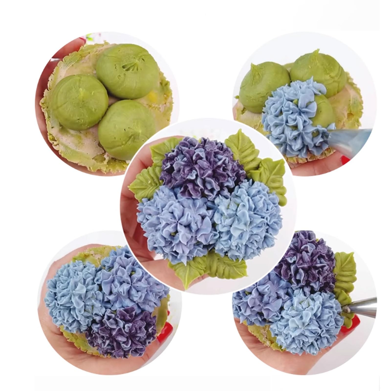 Spritztülle aus Edelstahl for Cupcakes, Blumenspitze, Hortensienstrauß, Dekorationsdüse for cremefarbene Blumen, Blattbüschel, Gebäckspitzen