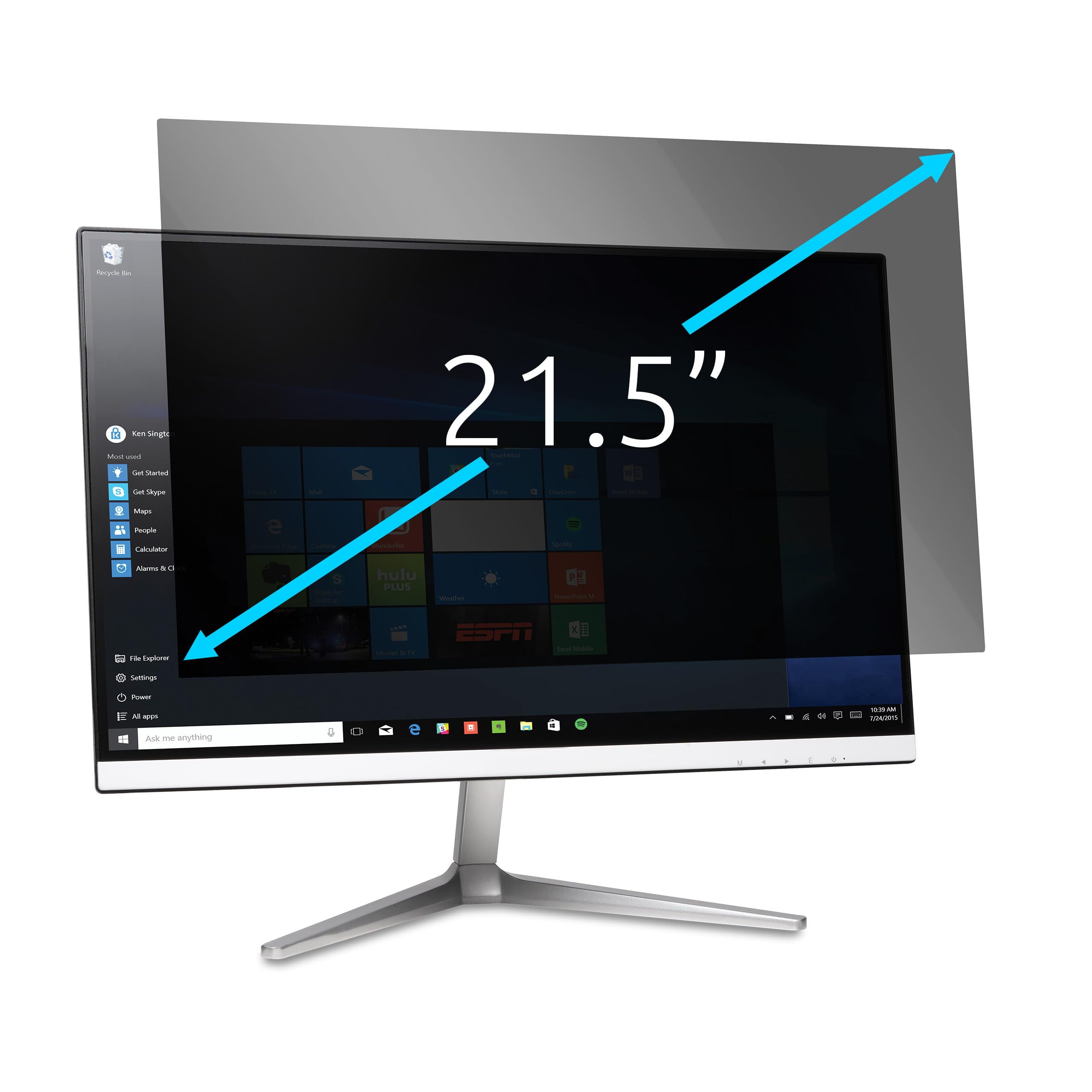 Kensington Monitor Blickschutzfilter, abnehmbare Schutzfolie für 21,5"-Monitore (16;9), Blendschutzbeschichtung, beidseitig verwendbar, Blaulichtfilter zur Vermeidung von Augenbelastung (628335)
