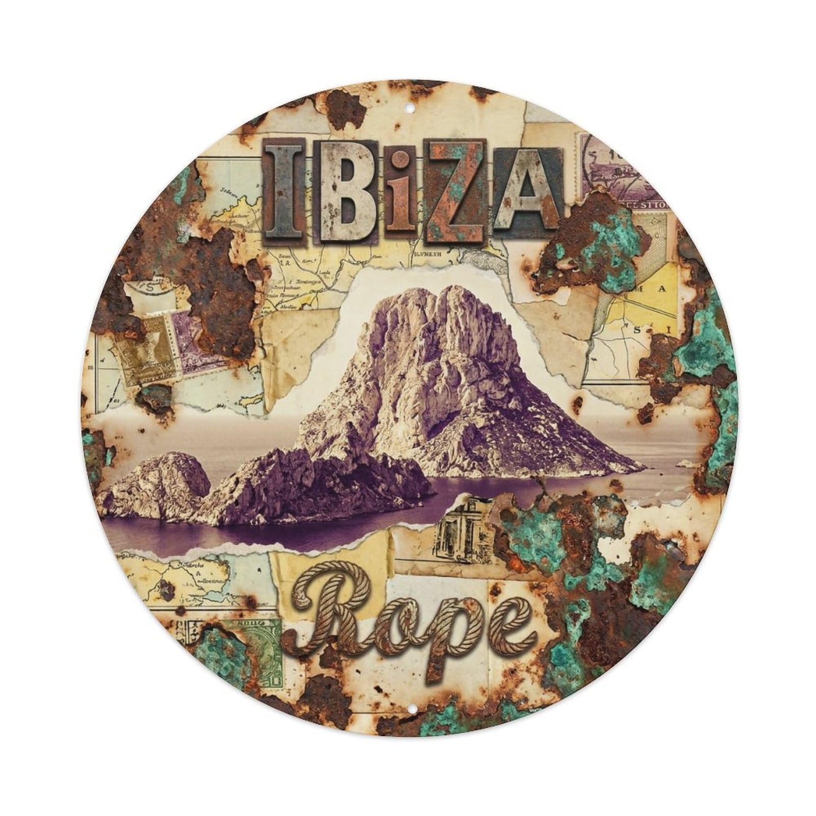 Vintage Travel Ibiza Spain Helm Metal Tin Sign