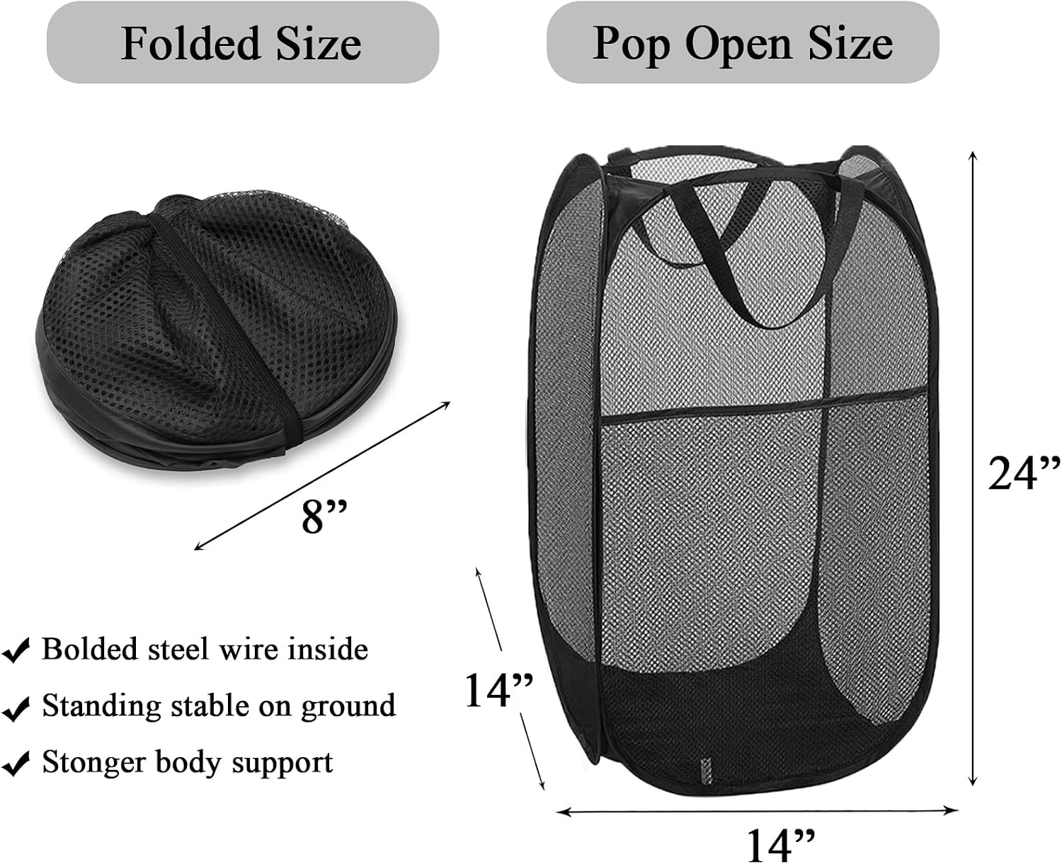 Larpur 3 Pack Pop Up Laundry Hampers, Collapsible Mesh Laundry Baskets image 2