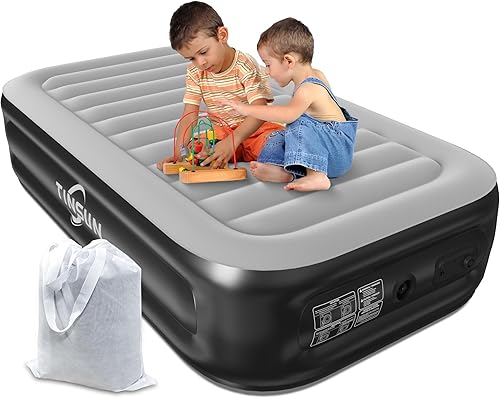 TINSUN Colchón de aire individual, colchón inflable para campamento, cama de aire duradera de 9 pulgadas para exteriores, infladodesinflado rápido y TINSUN Colchón de aire individual, colchón inflable para campamento, cama de aire duradera de 9 pulgadas para exteriores, infladodesinflado rápido y