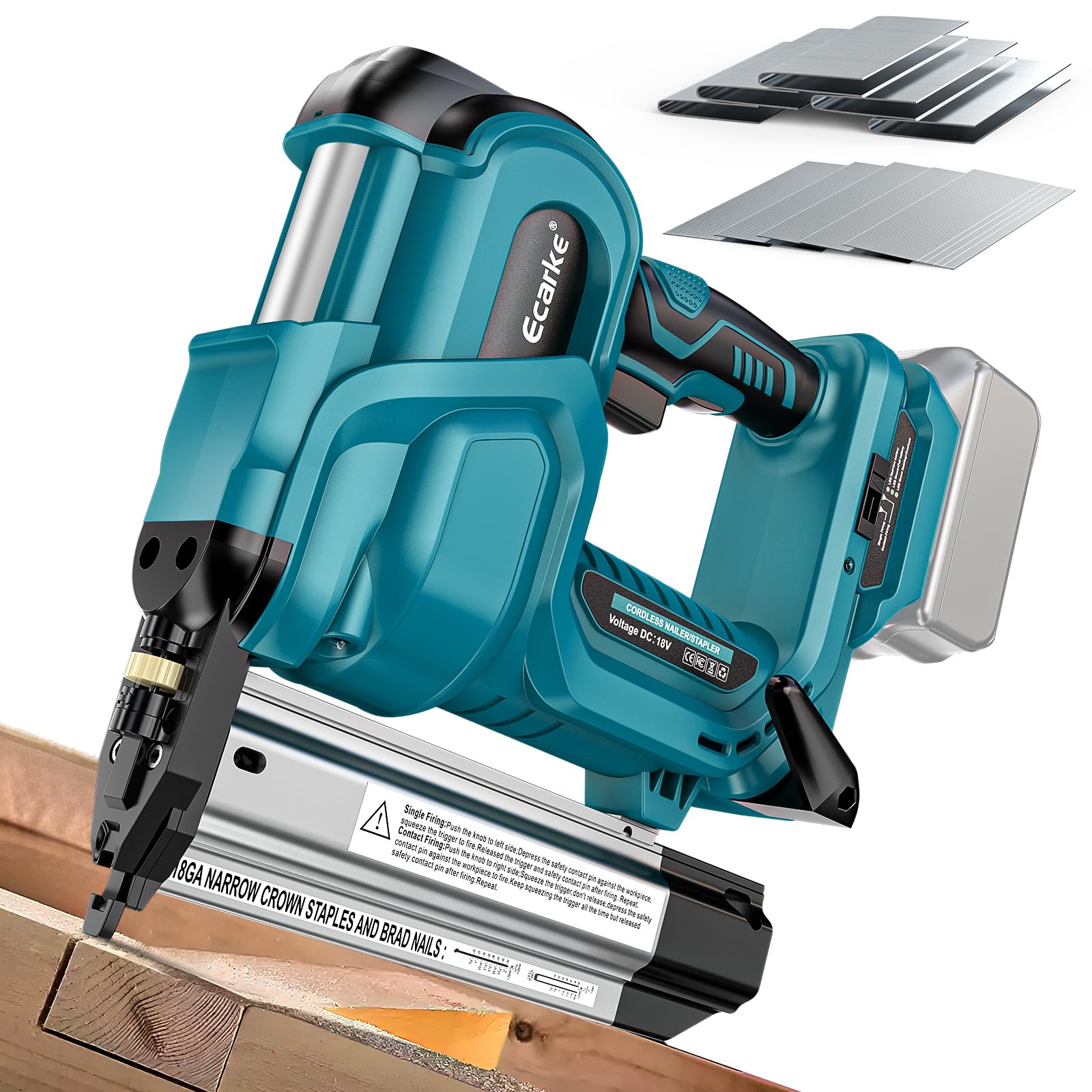 Ecarke 2" Brad Nailer Cordless Stapler Compatible with Makita 18V, 2 in 1 Electric Nail Gun/Staple Gun with 18GA Nails/Staples, Battery Power Nail Gun for Trim Wood Crafting Carpentry DIY, Tool only