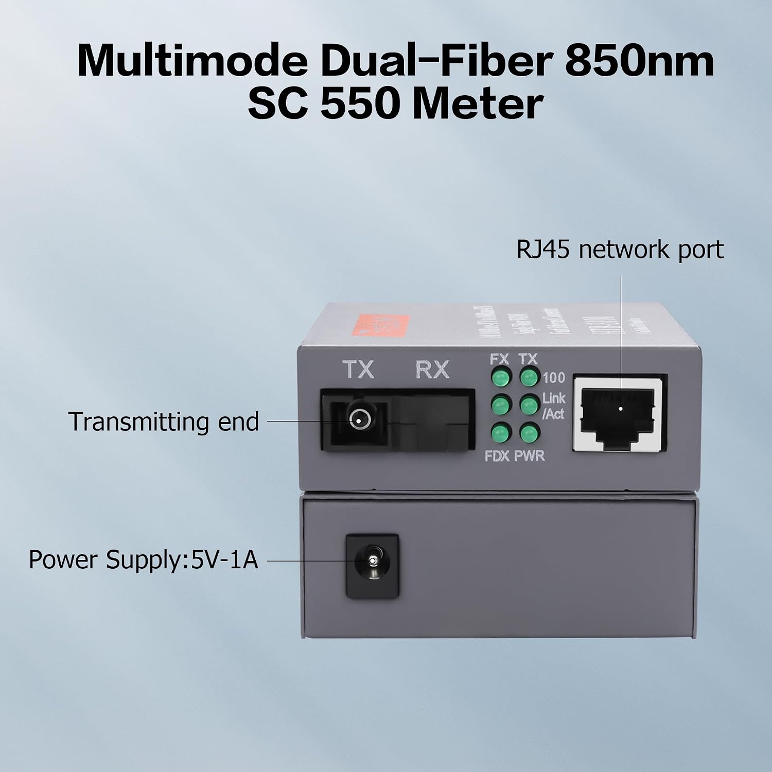 Fiber Ethernet Converters YACSEJAO 1 Pair 100M/10M TX Gigabit SMF Fiber SC to Copper RJ45 Ethernet Converter Up to 20km