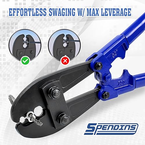 Miniatura 5 de Herramienta de estampación manual de 31.8 pulgadas, herramienta de prensado de cuerda de alambre para cables de 5/32 pulgadas, 1/4 pulgadas, 5/16