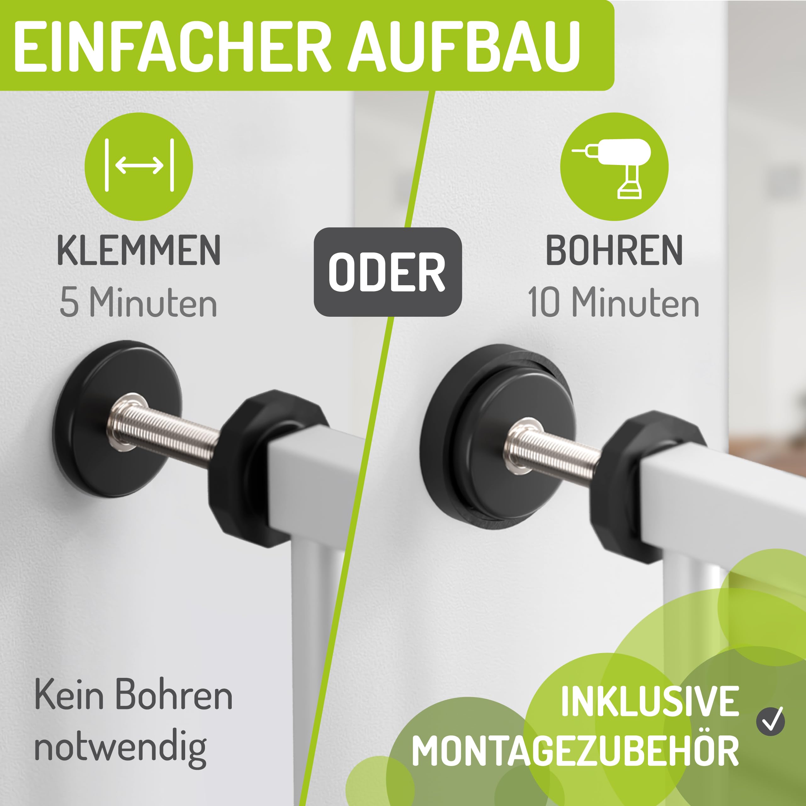BOMI Tierschutzgitter Mira | Türschutzgitter mit Katzenklappe | Ideales Absperrgitter Hund, Katzengitter Tür & Welpen Zubehör | Hundegitter Wohnung weiß Metall | Breite: 83-93 cm