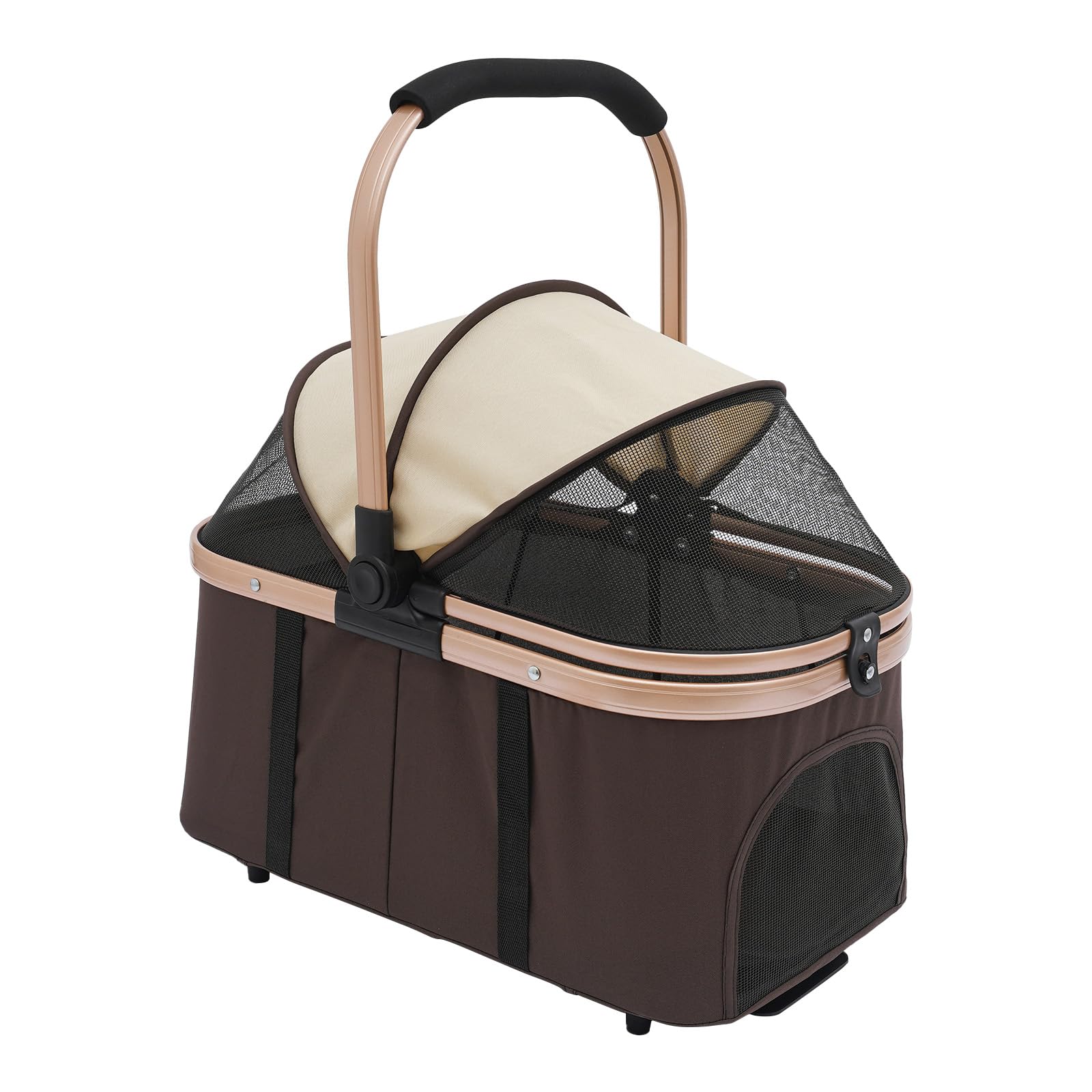 Foldable Stroller for 2 Dogs & Cats, Double Pet Stroller for Dogs and Cats with 2 Detachable Carriers, Easy Assembly Double Dog Strollers One Hand Foldale Kittens Puppies Travel Strolling Cart Coffee