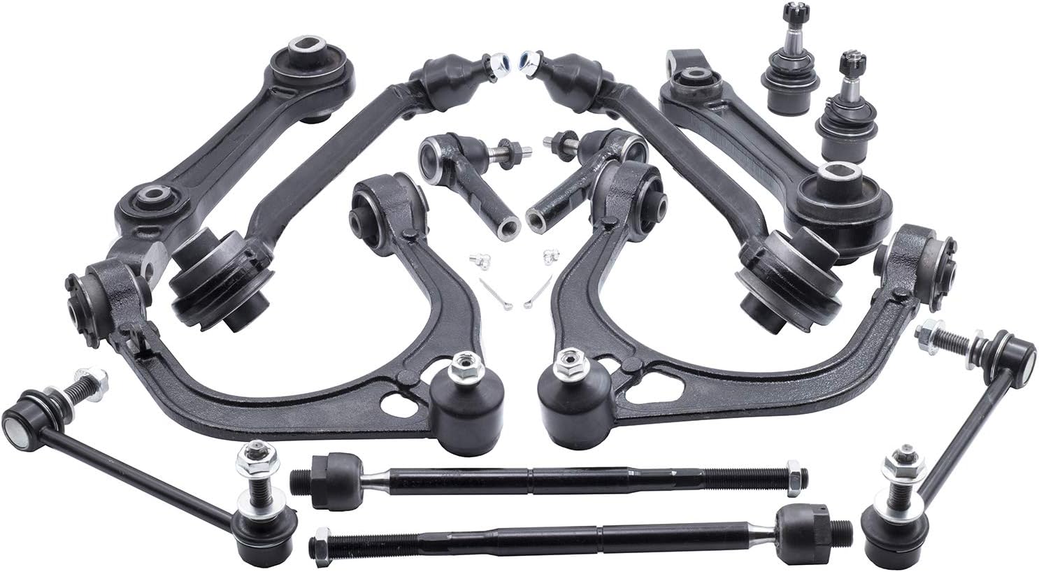 14pc Front Suspension Kit Control Arms Replacement for 2011-2017 Dodge Challenger Charger Chrysler 300 RWD with Upper and Lower Forward Rearward Control Arms and Ball Joints Sway Bars Tie Rods