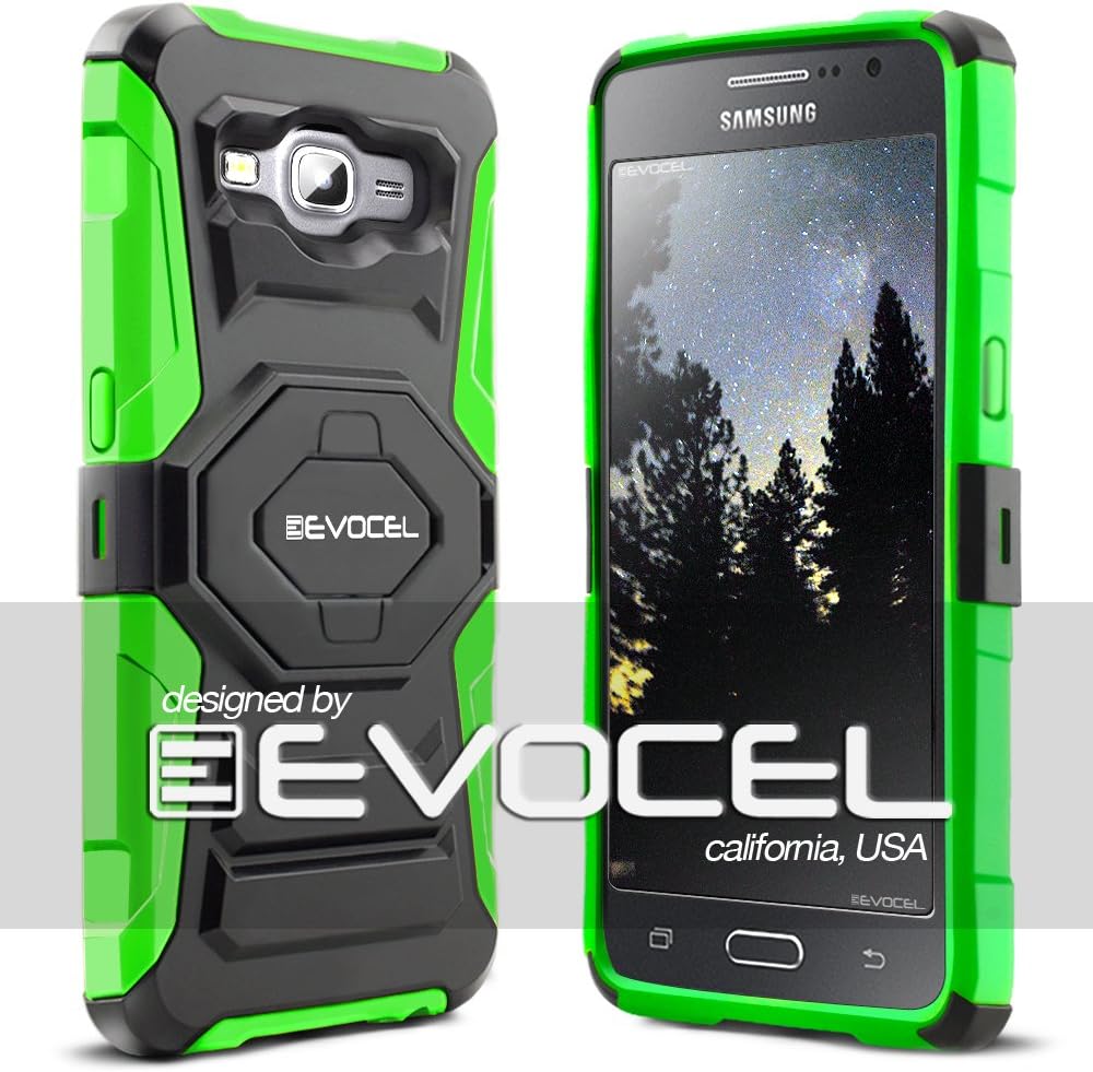 Galaxy Grand Prime Case, Evocel [New Generation Series] Belt Clip Holster, Kickstand, & Dual Layer for Galaxy Grand Prime (G530 G530H G530F G530M G530T G530AZ S920C), Green (EVO-SAMG530-XX12)