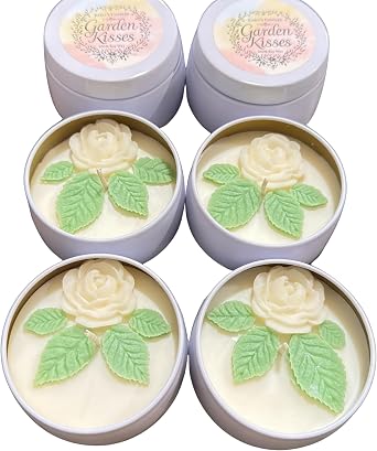 Flower Rose Candle 4 oz Wedding Favor, Bridesmaid & Engagement Gift, Baby Shower Favor, Floral Soy Candle for Her, Handmade Soy, Custom Text