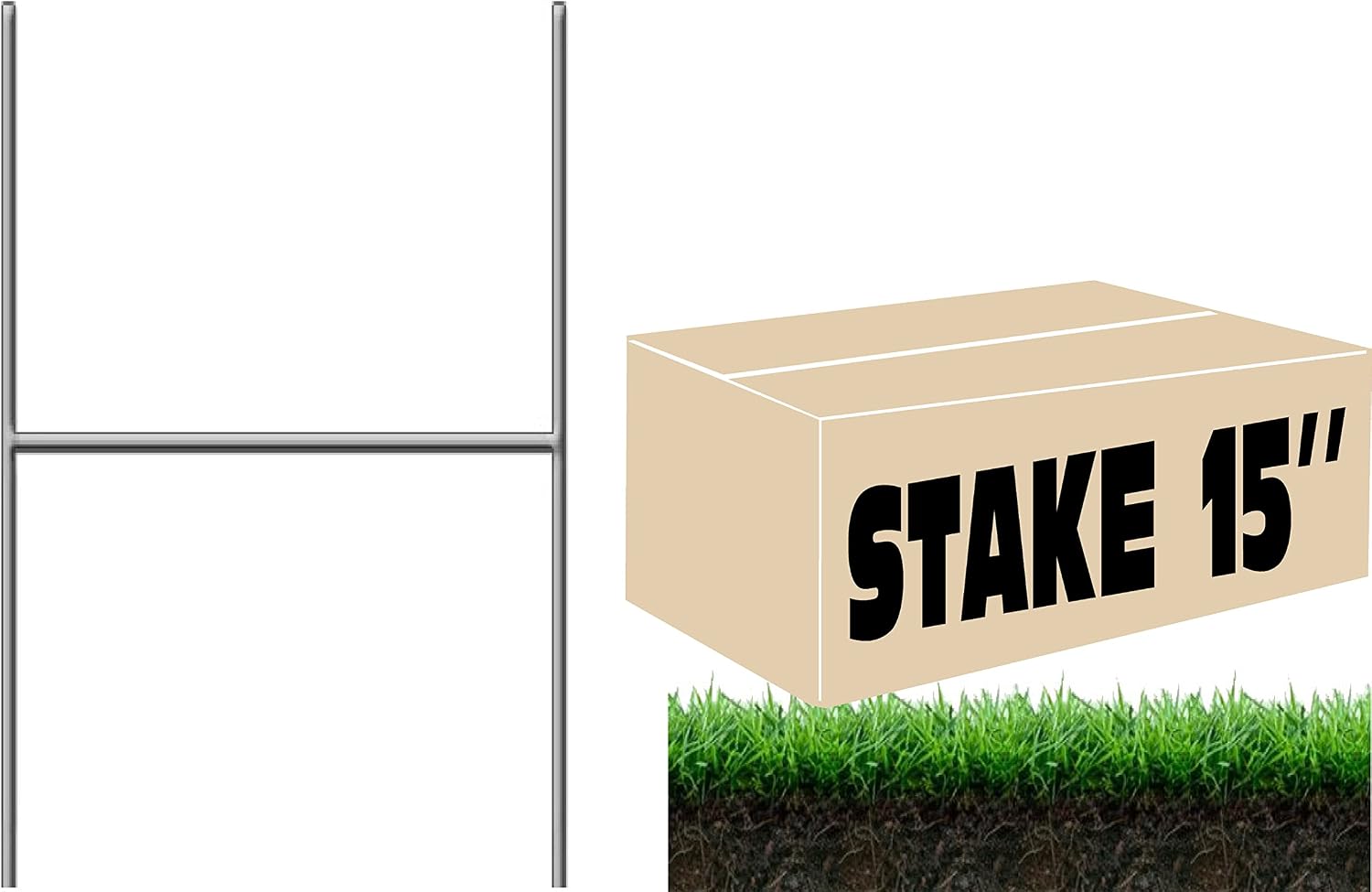 200 Signs Stake H Frame Wire 15'' Tall, Yard Signs Holder Stake 15''x10'' x 9 Gauges use with Corrugated Signs 4mm or 5mm, Ship Same Day UPS (Pkg200Stake15'')