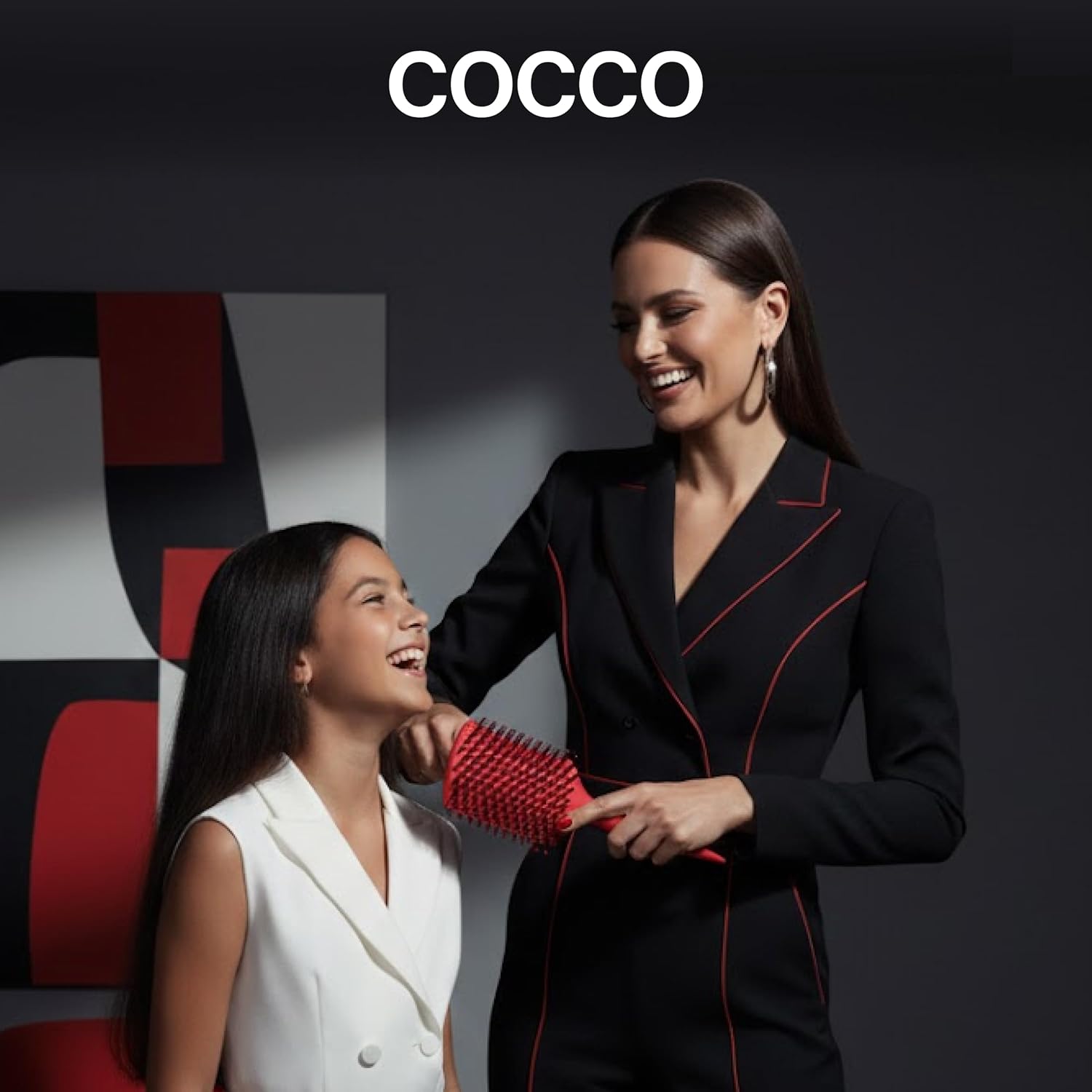 COCCO Aura Vent Boar Brush | Vented Dual-Curved Design for Faster Drying, Effortless Detangling & Shine, Boar + Nylon Bristles, Ergonomic Comfort Handle for Wet & Dry Hair Styling - Red - Image 8