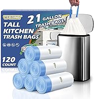 Vista 22 de Bolsas de basura de 2 galones con cordón de 0.96 mil - 120 unidades Bolsas de basura pequeñas sin aroma, blancas Forros mini para botes de basura