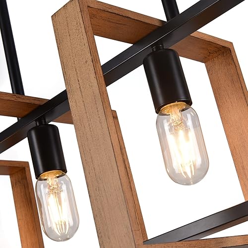 Miniatura 8 de Lámpara de araña de 33 pulgadas para isla de cocina, lámpara rústica de 4 luces, lámpara colgante industrial moderna negra para mesa de comedor y