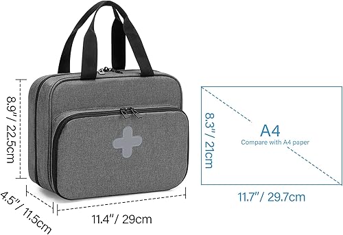 Vista 13 de CURMIO Organizador de botellas de píldoras, bolsa de medicina portátil, almacenamiento de botellas recetadas con cerradura para botellas de Rojo