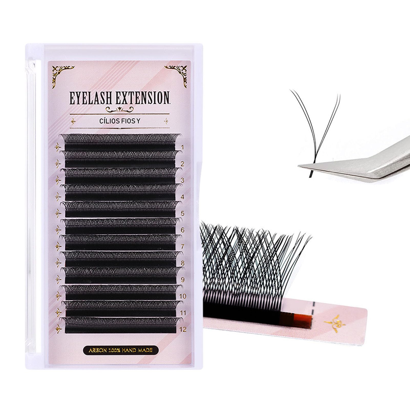 Pestañas Postizas Individuales en Forma de Y Negras, Pestañas en Racimo Suaves 0.07D para Extensiones de, Plantas de Postizas de 8 a 15mm