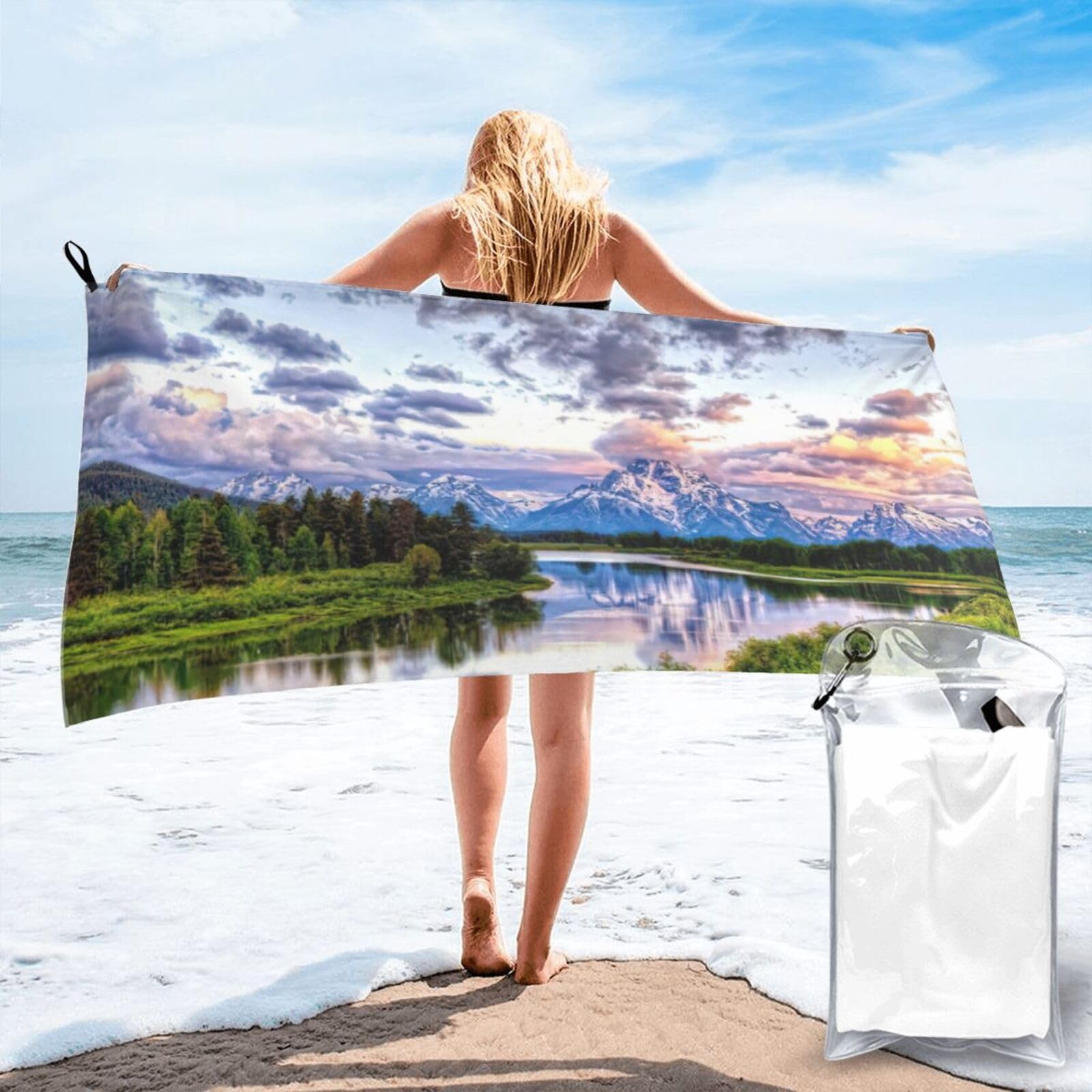 FHIZOAL Landscape National Park Quick Dry Towel Microfibre Towel Super Absorbent Ultra Compact Gym Sports Beach Camping Travel