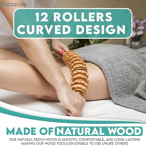 Miniatura 2 de COZLOW Kit completo 6 en 1 de herramientas de masaje de terapia de madera  Kit de Maderoterapia herramientas de terapia de madera para moldear el