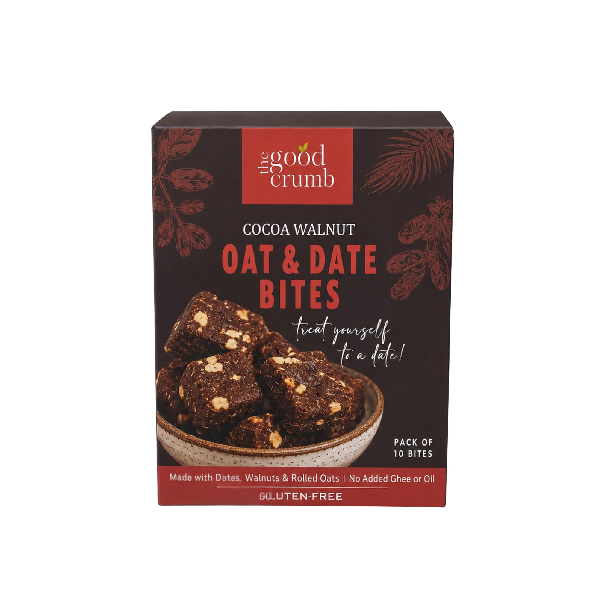 The Good Crumb Cocoa Walnut Oat and Date Bites, Nutty and Chocolatey, 180g, Gluten-Free, No Added Refined Sugar, 14.8g Protein-image-46