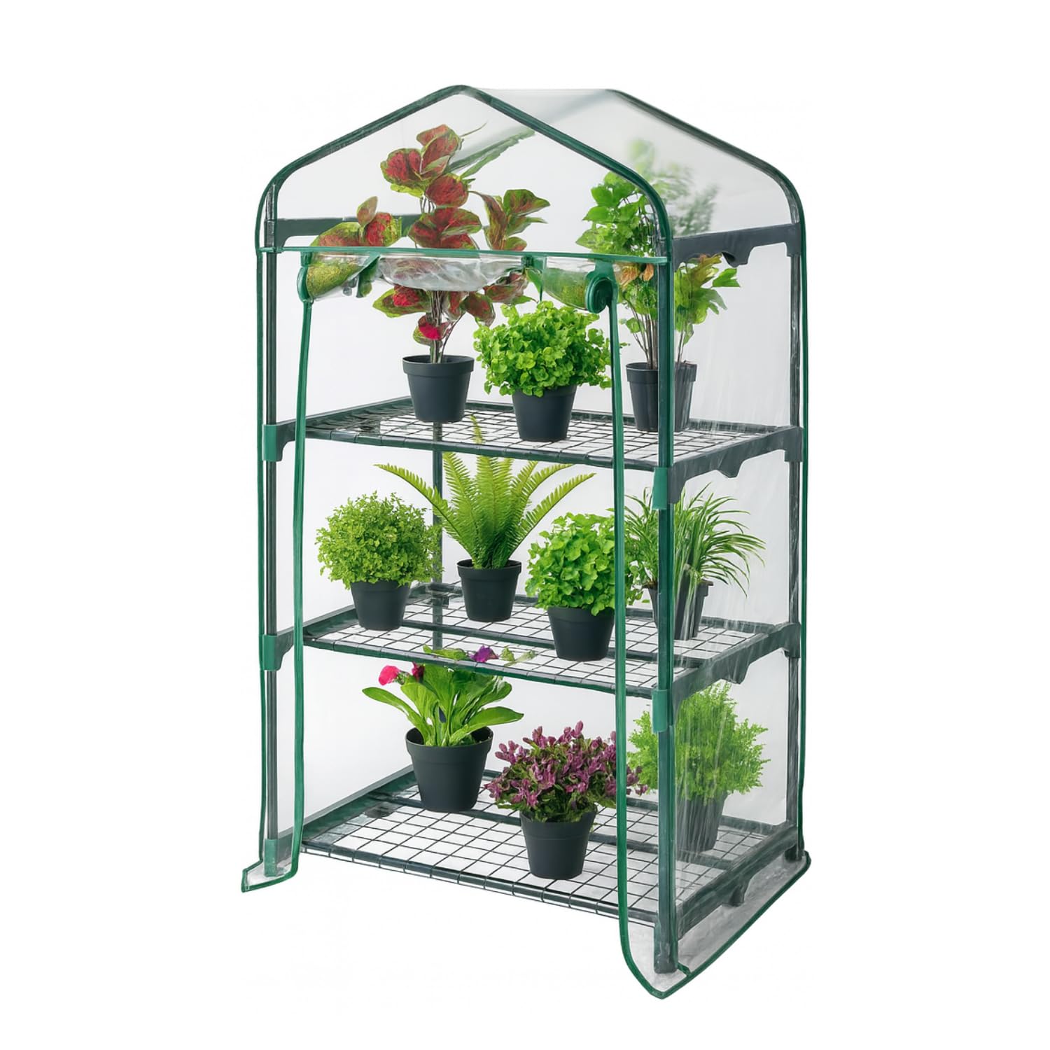 Paluplus Serra da Balcone e Giardino, Misura 69x49x125 cm, Struttura in Acciaio e Telo in PVC, adatta per colture Invernali e Protezione per Piante e Fiori -4827F (3 Ripiani)