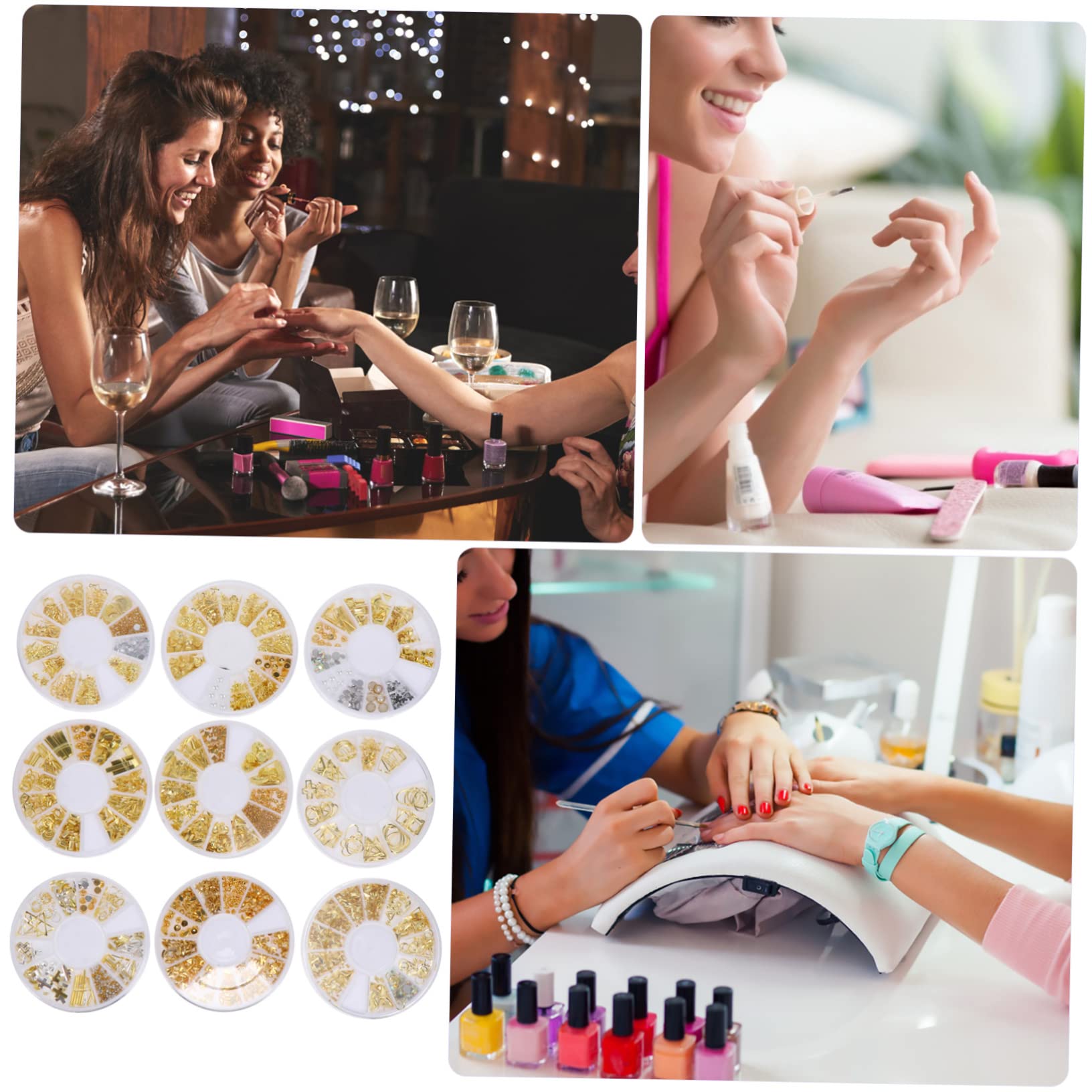 CALLARON 3 Set Decorazioni Per Unghie Set Per Nail Art Gioielli Per Manicure Facili Applicare Per Salon E Te 9 Scatole*3
