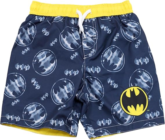 Dreamwave Batman Toddler Boys 2 Piece Rash Guard Swim Trunks Set, Navy, 2T