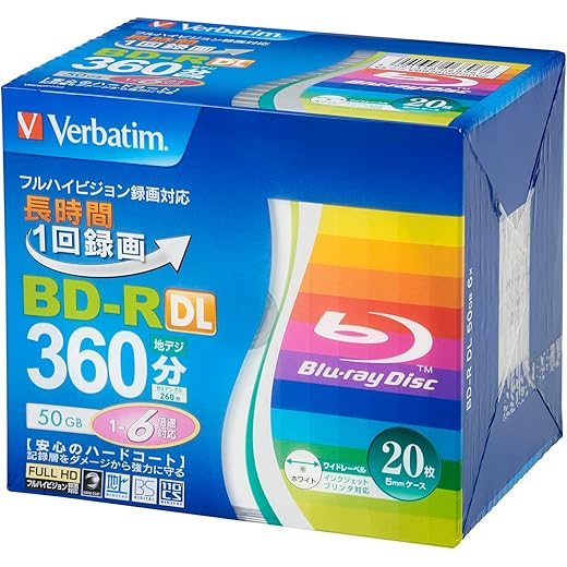Verbatim Blu-Ray 50GB 6X BD-R DL Discs 20 Pack 50 GB