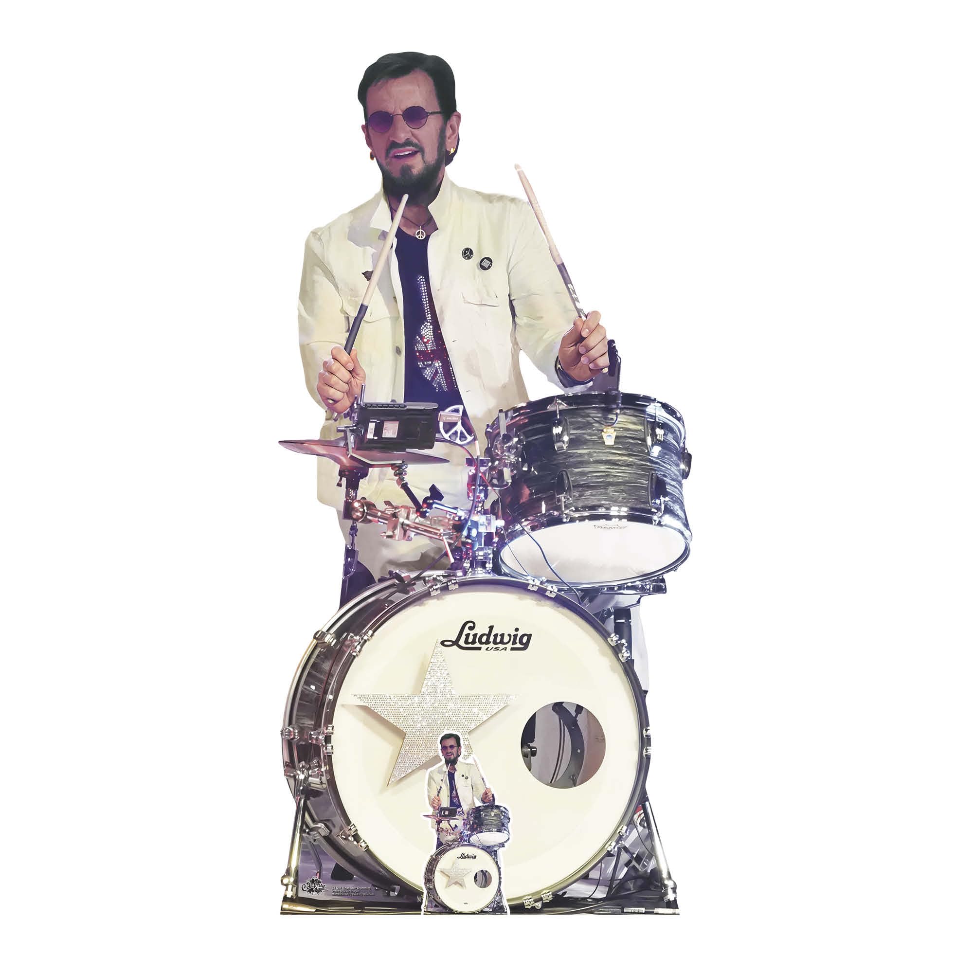 Star Cutouts Ringo Drumming Cs1268 Ringo Starr Drumming Lifesize Cardboard Cutout 162Cm – Iconic Music Legend Display For Fans & Events
