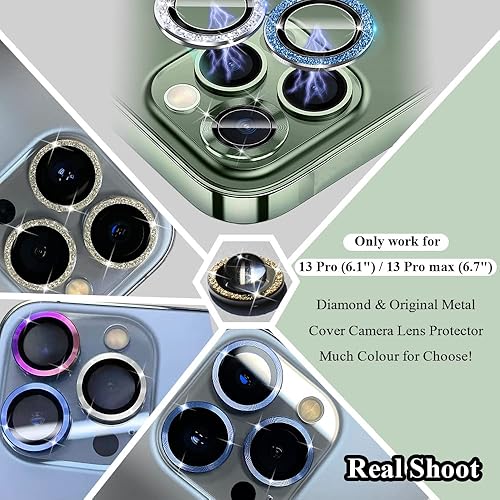 Miniatura 2 de 3+1 (película base) Protector de lente de cámara compatible con iPhone 13 Pro (6.1 pulgadas)Max (6.7 pulgadas), vidrio templado, ultra transparente,