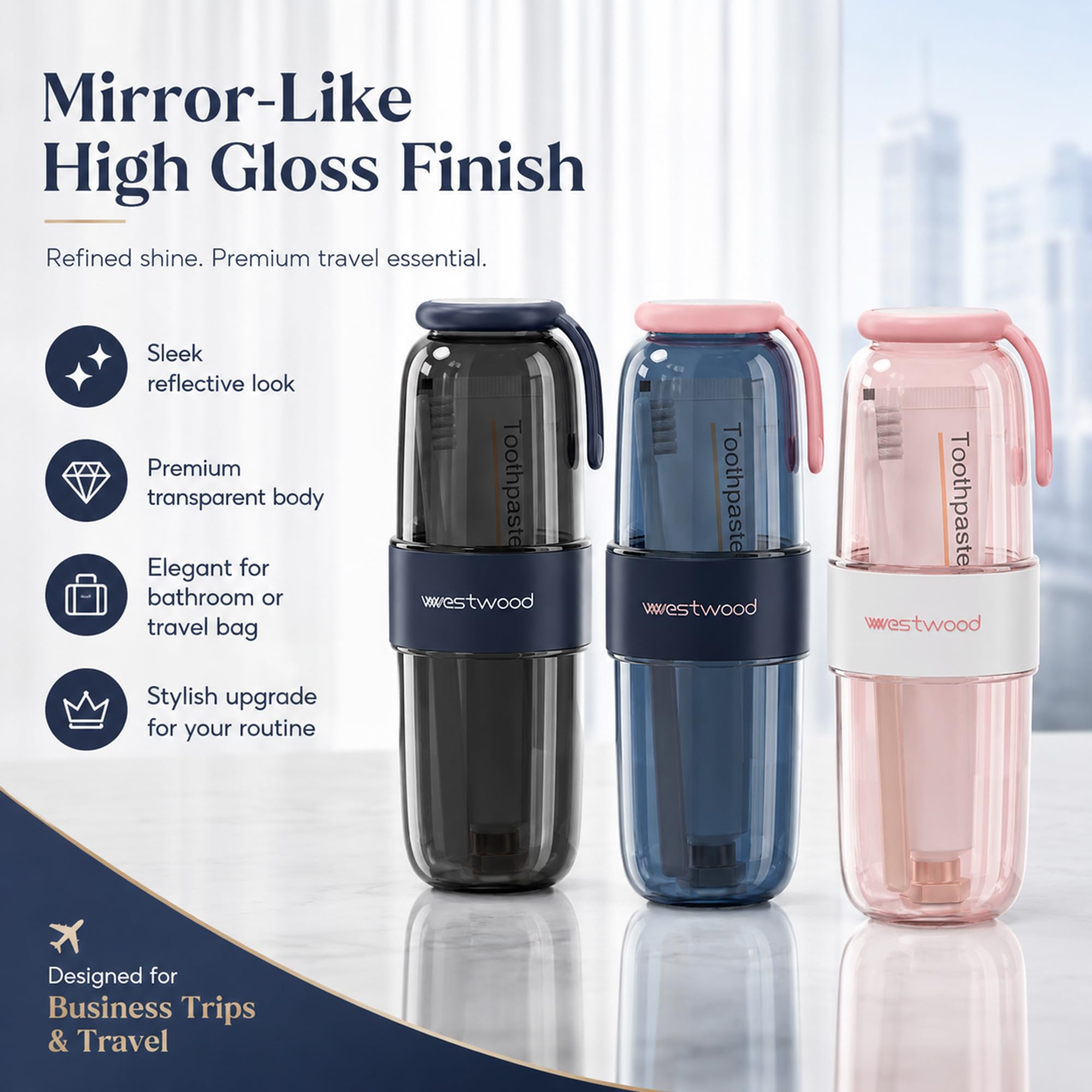 HyJeryty Estuche de plástico negro de lujo para cepillo de dientes de viaje con tapa, vaso portátil para cepillo de dientes de viaje, contenedor de almacenamiento para escuela, camping, viaje de