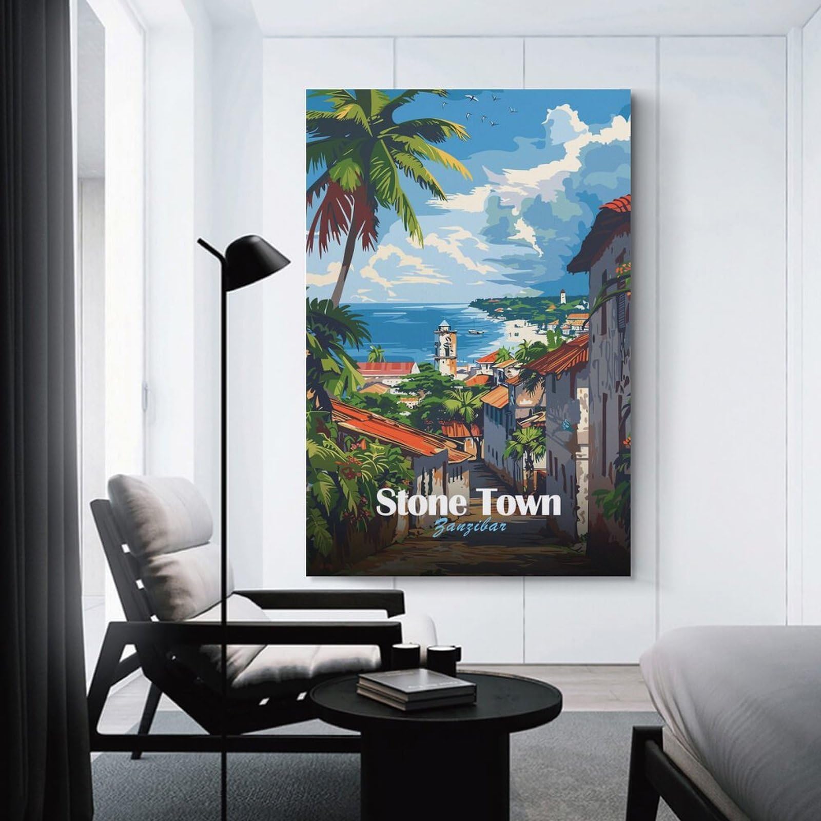 Junmoney Stone Town Zanzibar Decorative Canvas Print, 24x36inch(60x90cm), for Hallway, Bedroom Or Modern Interiors, Gift Idea for Housewarming And Birthdays