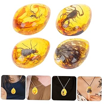 Amazon.co.jp: VILLFUL 4個昆虫琥珀标本 樹脂製 美しい