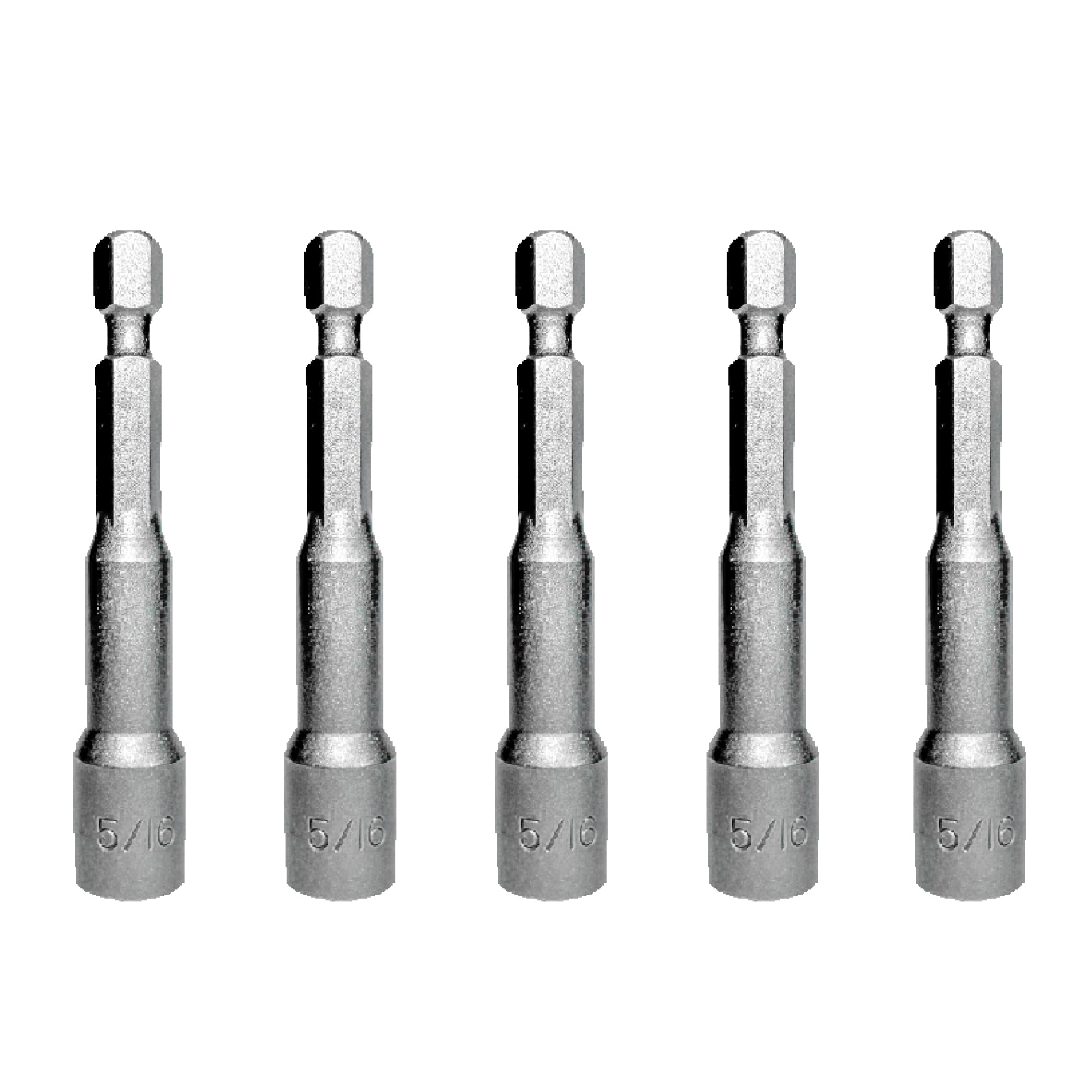 Tw Wholesale & Superstore Tek Driver 8Mm Magnetic Tech Nut Setter Driver Drill 5/16 Hex Socket Bit 5Pc Pack Bolt Remover 65Mm 1/4" Quick Change Roofing, Cladding, Driver Adaptors