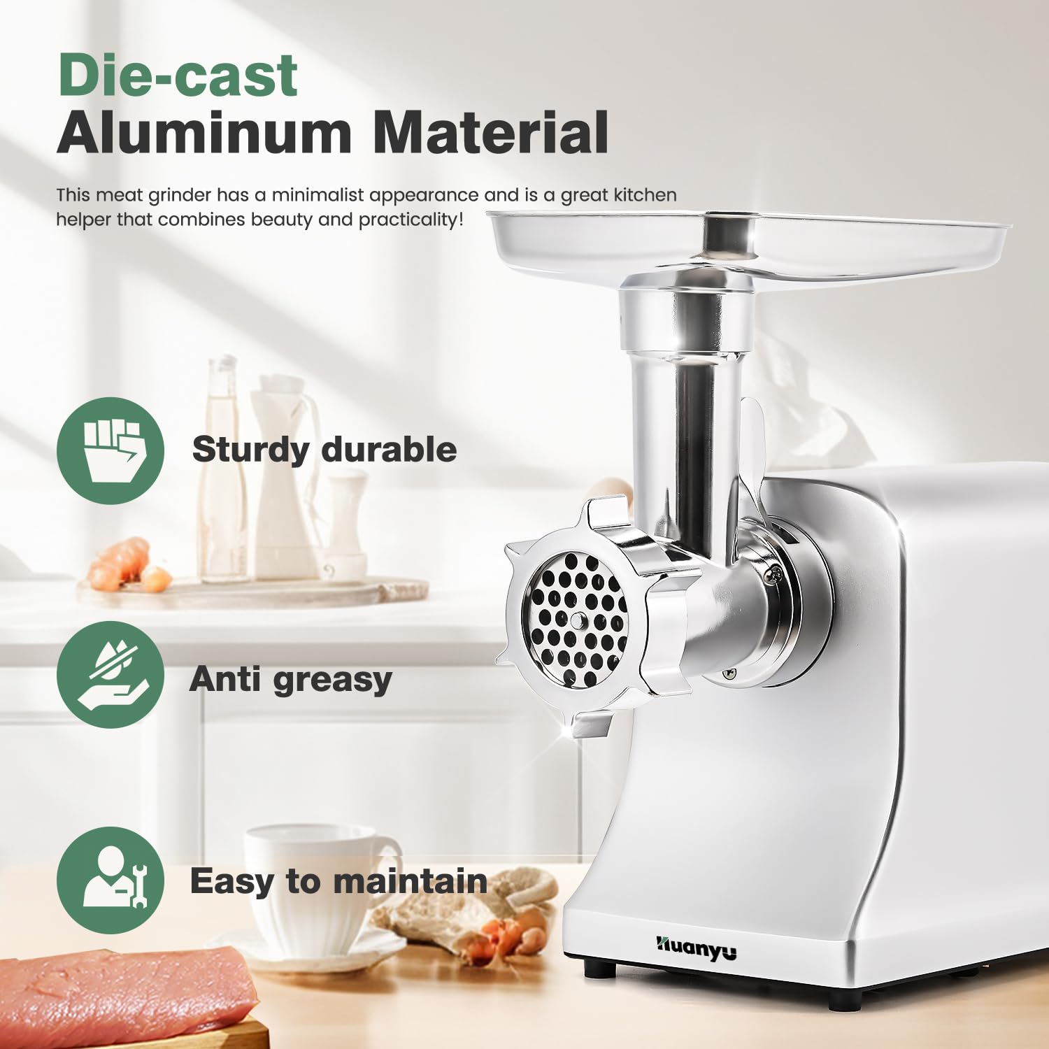 Trituradora eléctrica de carne de 2800 W con 5 juegos de cuchillas de acero inoxidable, hoja de fritura francesa, 3 rellenos de salchichas, kits de Kubbe, máquina de molienda resistente para el 4