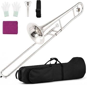 B Flat Tenor Trombone for Beginners,Sliver Finish