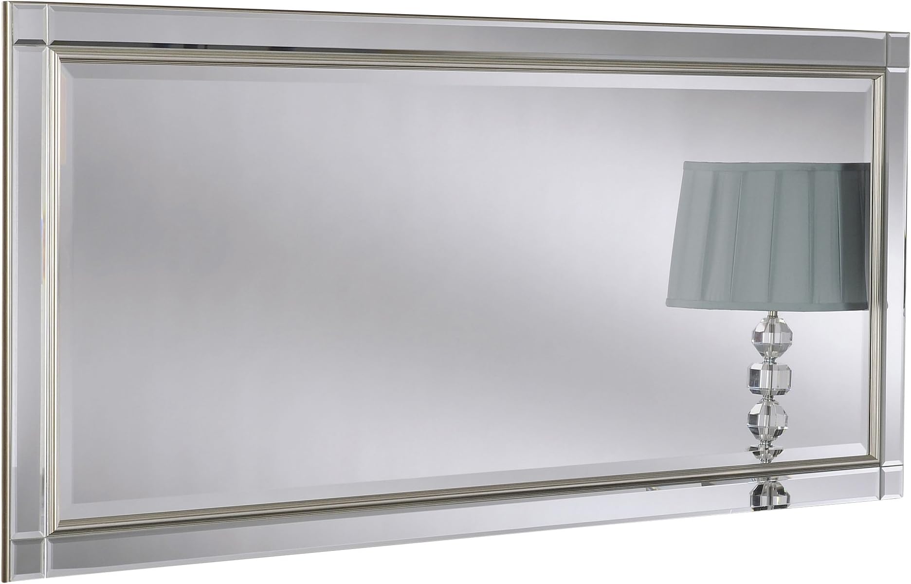 Yearn Contemporary Glass Framed Wall Mirror Silver 76 x 168cm