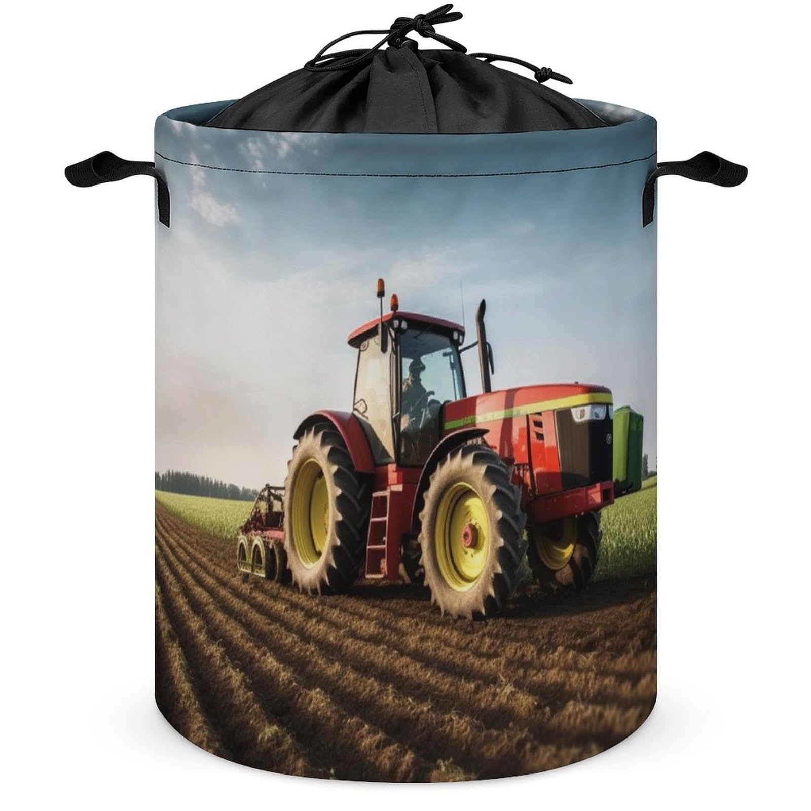 Laundry Basket Hamper Waterproof Dirty Clothes Hamper Tractor Farm Collapsible Washing Bin Clothes Bag with Handles Freestanding Laundry Hamper for Bathroom Bedroom Dorm Travel