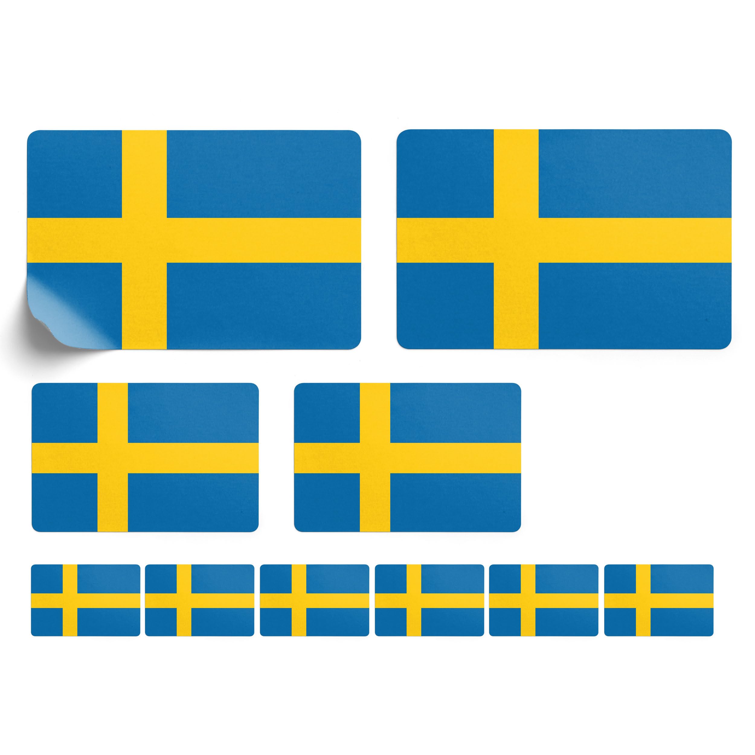 Set of 10 Sweden Flag Stickers Sverige Car Sticker Offset Print