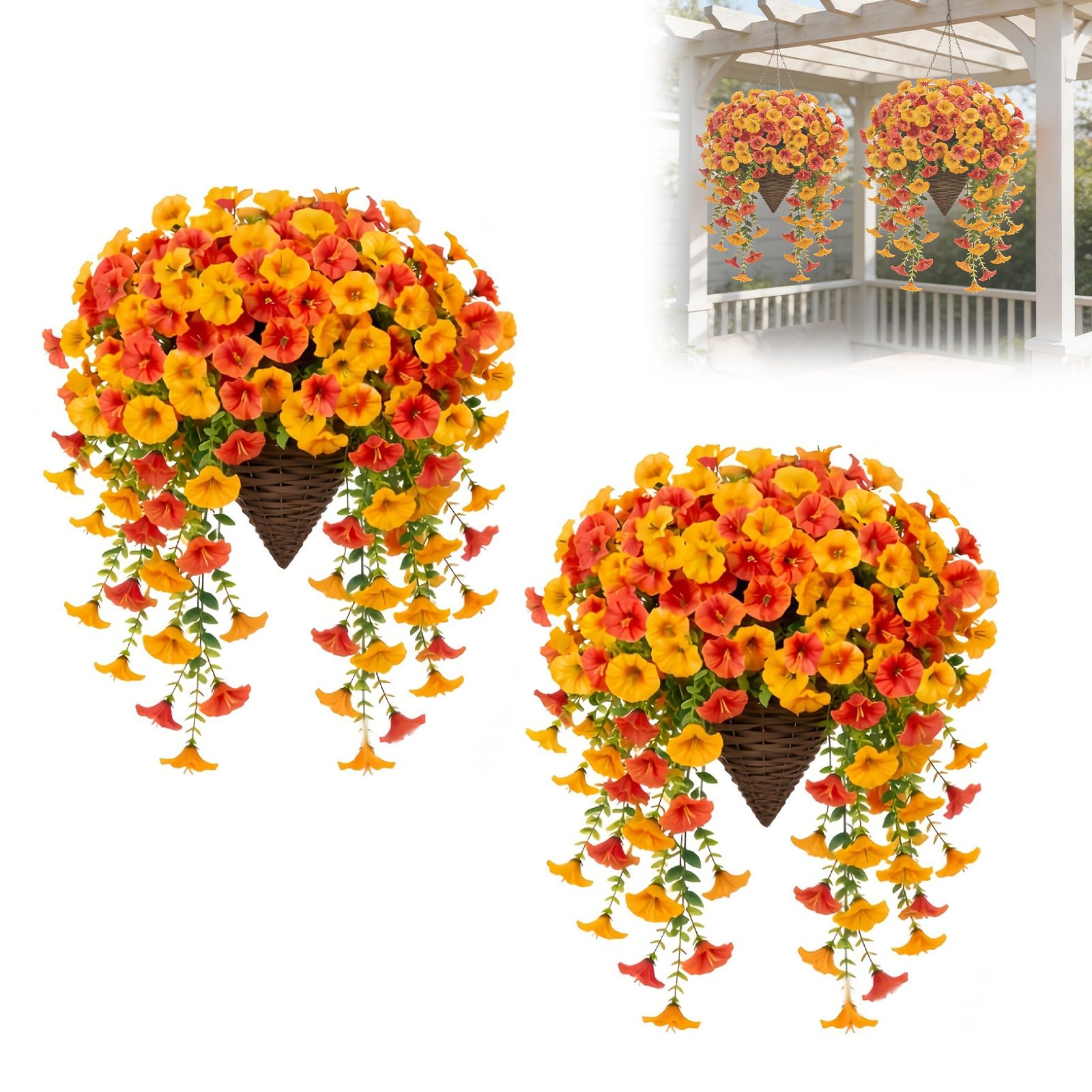 2 Bundles Autumn Artificial Flowers,76cm Artificial Hanging Flowers
