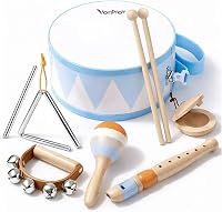 Vanplay 6-Piece Wooden Drum Set for Toddlers 2-4 - Montessori Musical Instruments with Snare Drum, Recorder, Bells - Ideal Birthday Gifts for Boys 3-5