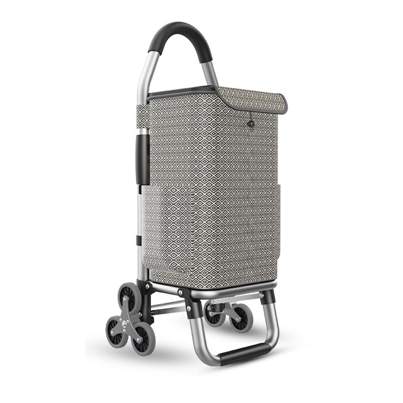 Carrito de la compra plegable con 6 ruedas, marco de aluminio ligero, bolsa desmontable, escalada de escaleras, bolsa Oxford de 36 L para viajes de comestibles