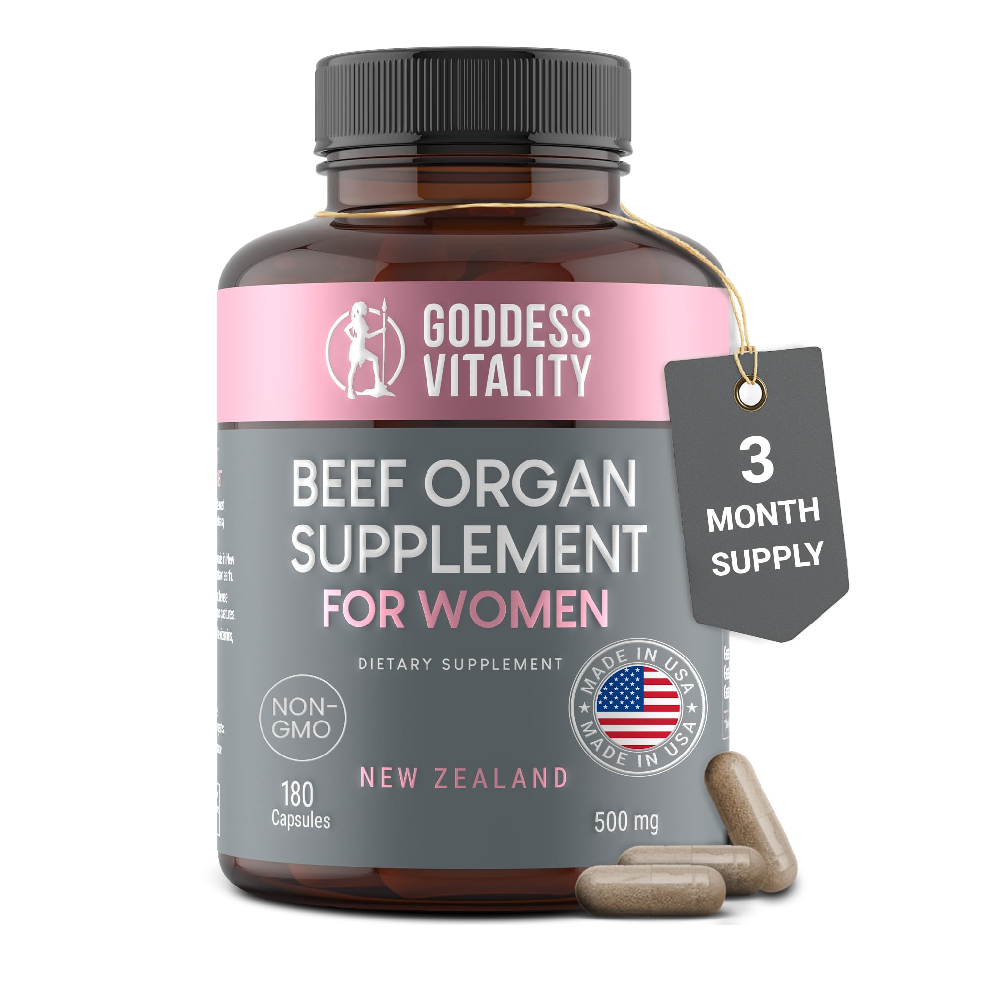 Beef Organ Supplement for Women | Supports Hormone Balance | Ovary, Uterus & Reproductive Nourishment + Liver, Kidney & Heart for Cycle Harmony, Mood Ease & Feminine Energy | 90 Day Supply