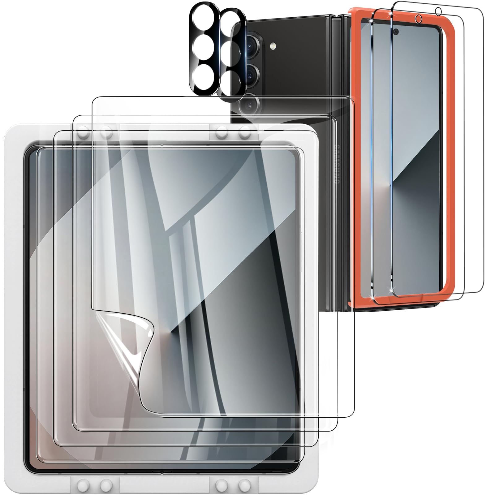 WYQLTD [8 Pack] for Samsung Galaxy Z Fold 6 Screen Protector, 4 Pack Inner TPU Film + 2 Pack Front Tempered Glass Screen Protector + 2 Pack Glass