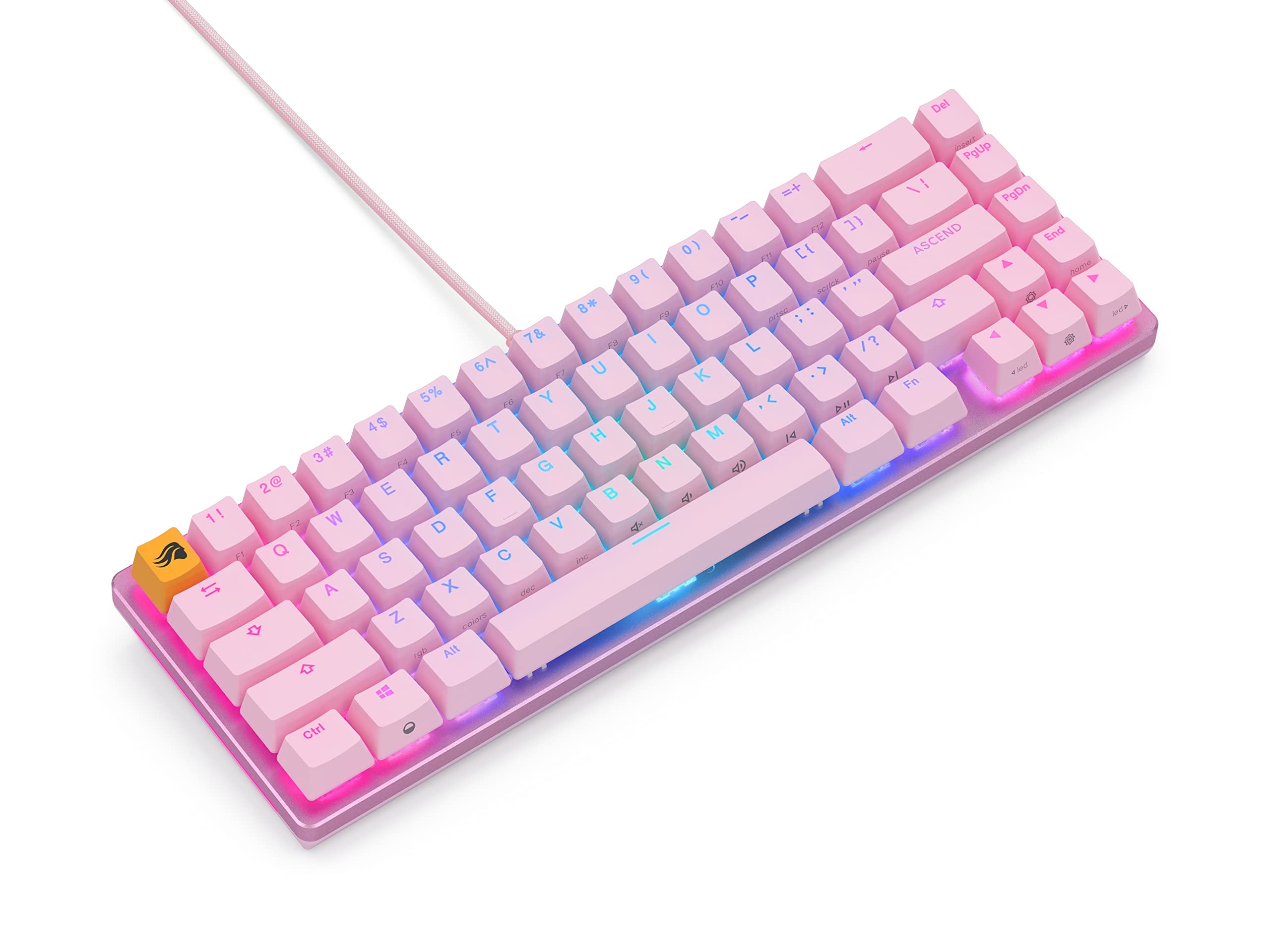 Glorious GMMK 2 - TKL Mechanical Keyboard, Red Switches, Wired, Compact 65% Keyboard - Pink RGB