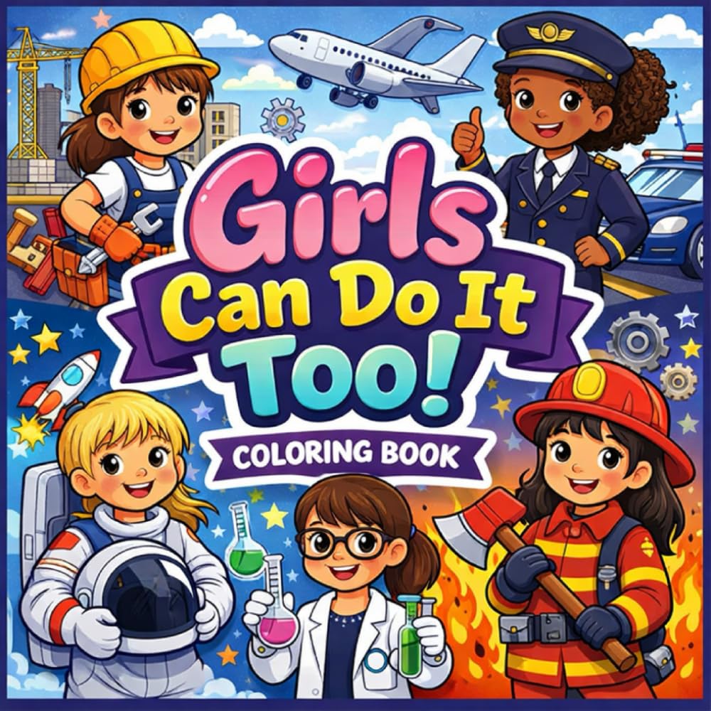 Girls Can Do It Too: A Jobs Coloring Book for Girls Featuring Inspiring Careers