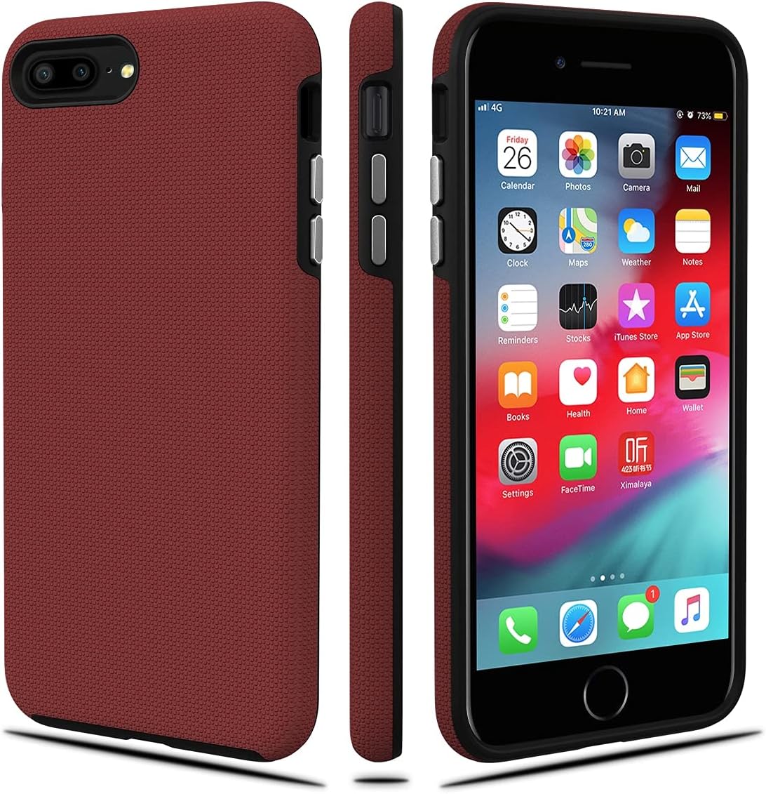 CellEver Case for iPhone 8 Plus/iPhone 7 Plus, 5.5-Inch, Dual Guard Series Protective Shock-Absorbing Scratch-Resistant Rugged Drop Protection Cover (Red)