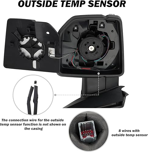 Miniatura 5 de Espejos laterales del pasajero compatibles con Ford F150 2015 2016 2017 2018 2019 2020 Conjunto de espejo con luz direccional, sensor de temperatura