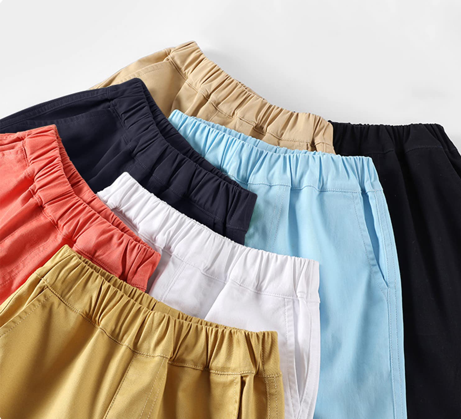 BINIDUCKLING Short d'été à taille élastique pour garçon - Uniformes scolaires - Pour 4 à 16 ans