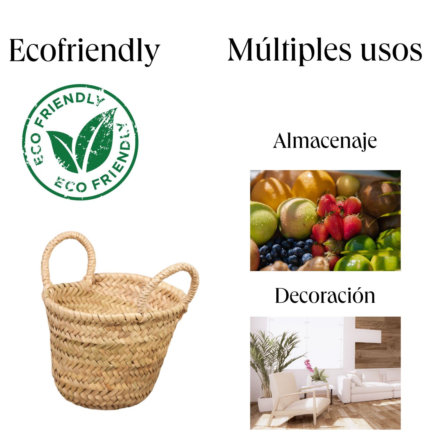 Capazo de Palma Infantil Asa Corta de Pita, Pack 2, Mini, Base Redonda 4999 | Pack de 2 mini capazos de palma natural, ideales para decoración, regalos, manualidades y uso infantil.