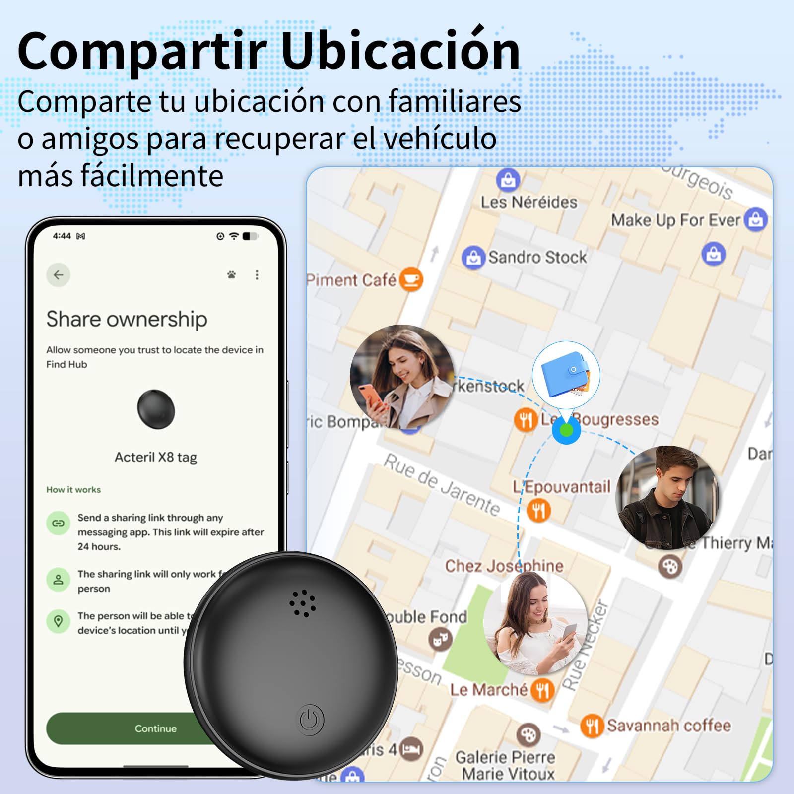 Android Smart Tag, Compatible con Google Find Hub (Sólo Android) Localizador GPS para Coche, Localizador Bluetooth, Impermeable IP67, GPS Coche localizador para Coches Sin cuota mensual - Negro — view 6